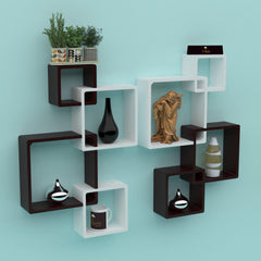 Rafuf Wooden Intersecting Wall Shelves ( Set of 8 )