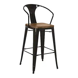 French Country Matte Black Bar Stool