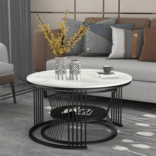 HOC Stylish Look Round Wrought Iron Coffee Table Set of 2