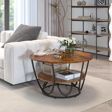 HOC Round Coffee Table with Marble Top Like Finish Stylish 2-Tier Design