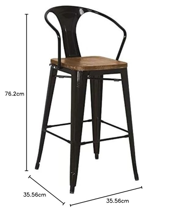 French Country Matte Black Bar Stool