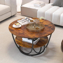 HOC Round Coffee Table with Marble Top Like Finish Stylish 2-Tier Design