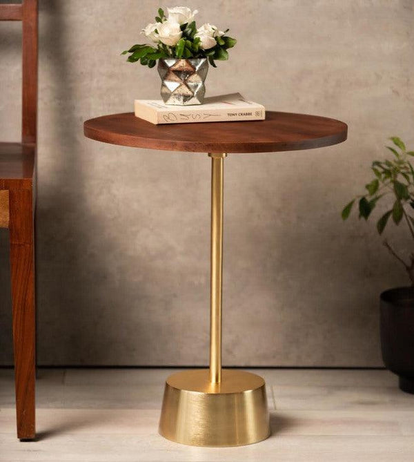 breeza end table with gold and wood top