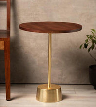 breeza end table with gold and wood top