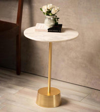 Breeza end table with gold and white top