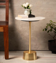 Breeza end table with gold and white top