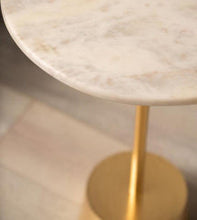 Breeza end table with gold and white top