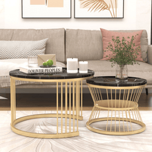 HOC Stylish Look Round Wrought Iron Coffee Table Set of 2