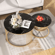 HOC Stylish Look Round Wrought Iron Coffee Table Set of 2