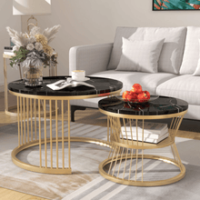 HOC Stylish Look Round Wrought Iron Coffee Table Set of 2