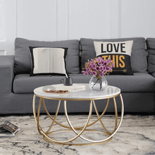 Gilded Globe Design Round Coffee Table with Marble Top-Like Finish