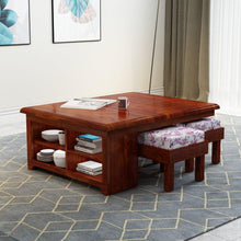 Esto Teak Wood Coffee Table Set With Side Storage