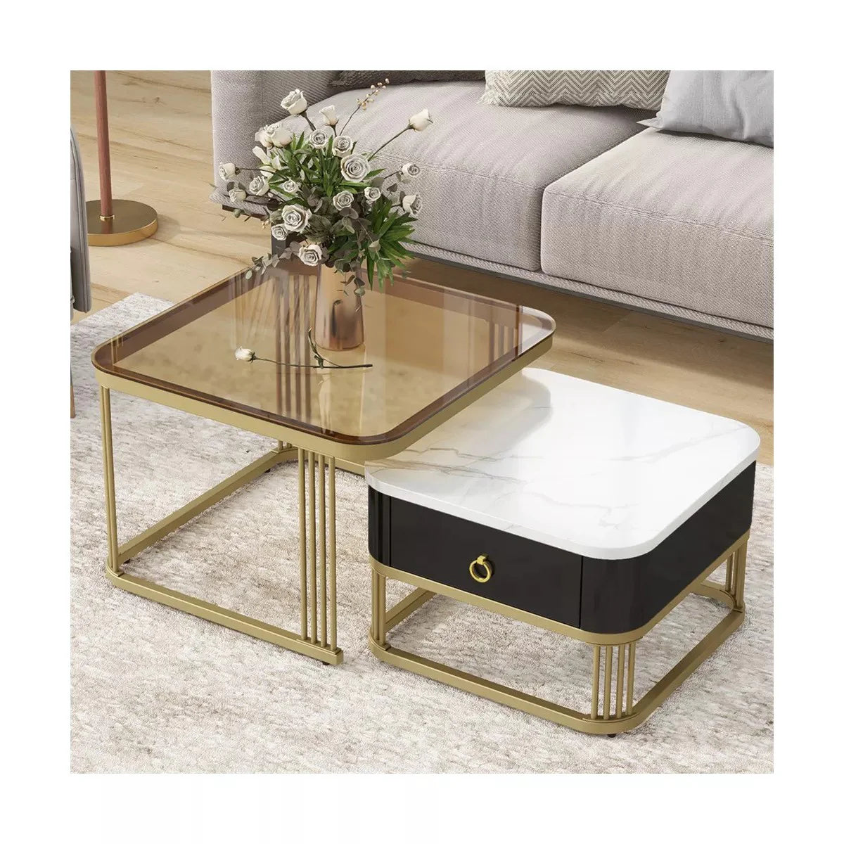 Vurv Nesting Tables With Black Drawer