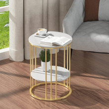 Spiffy Metal Round End Table ( Golden )