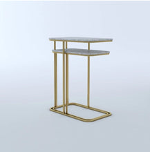 Twin Marble Accent Table (Gold) - House of Creattion