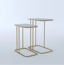 Twin Marble Accent Table (Gold) - House of Creattion