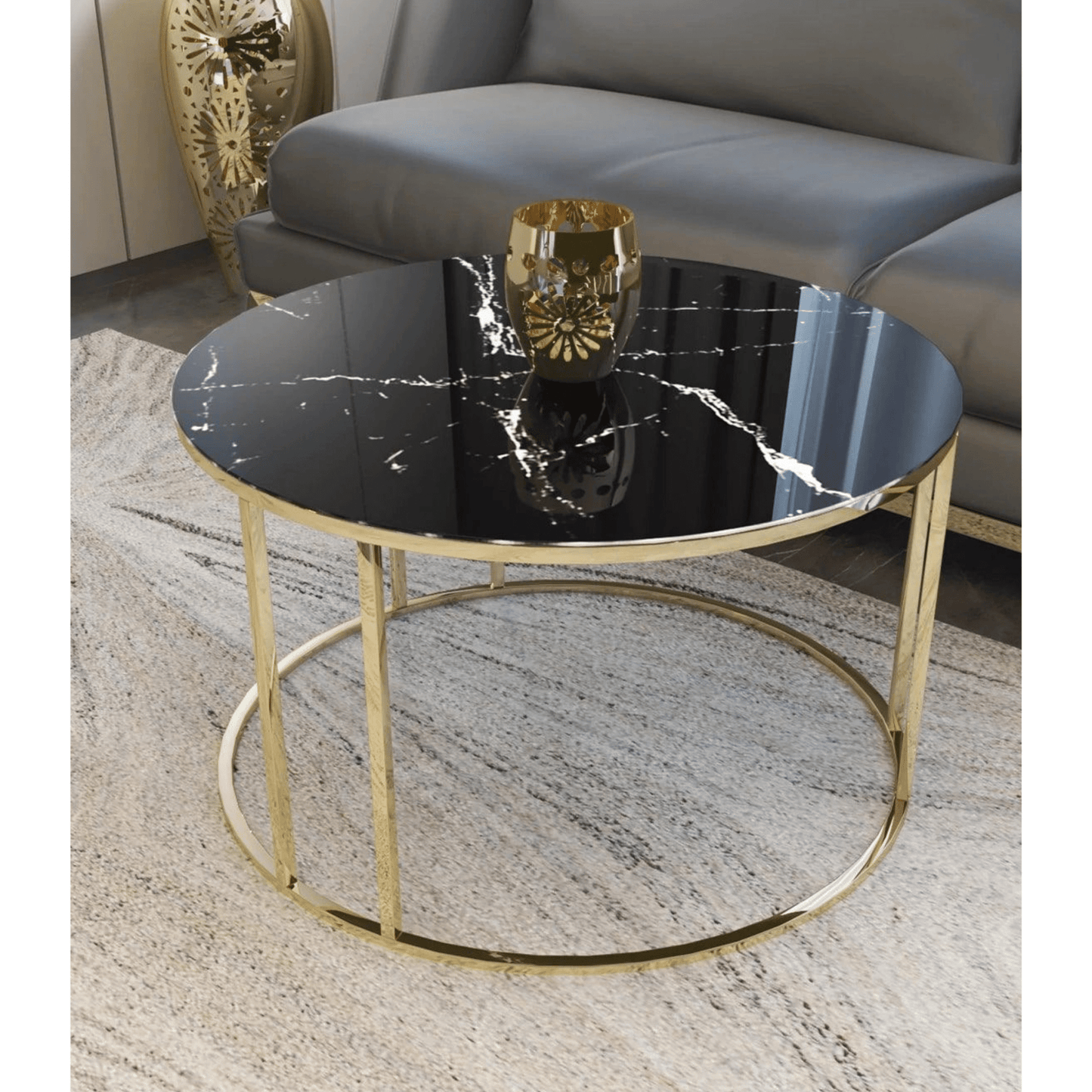 Black & Gold Coffee Table - House of Creattion