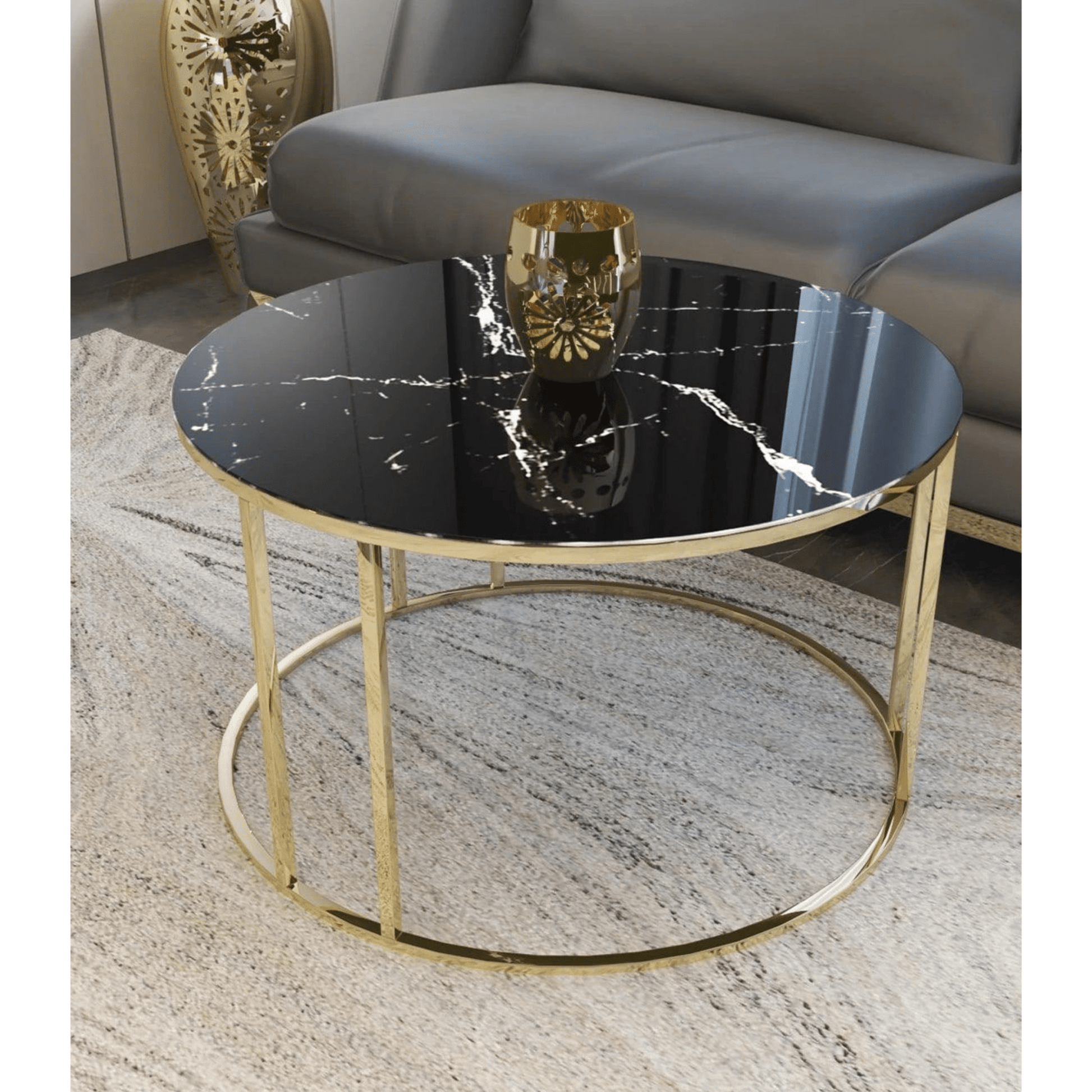 Black & Gold Coffee Table - House of Creattion