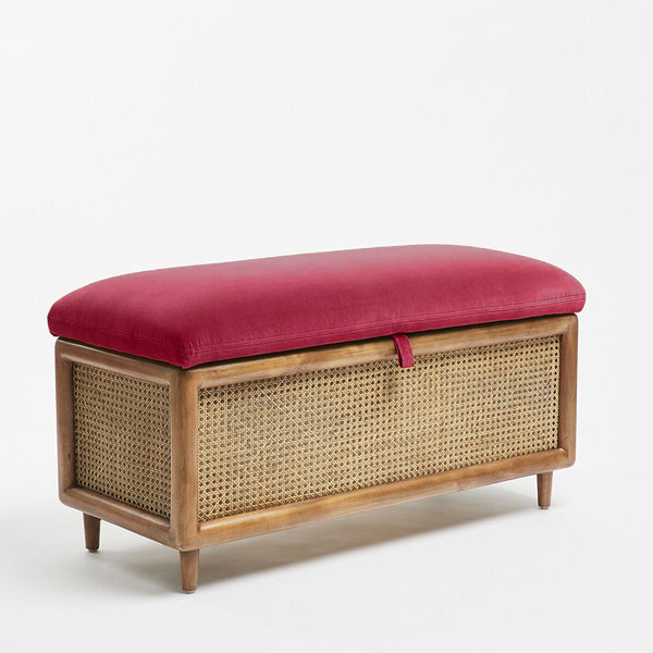 Woven Rattan Ottoman Bench