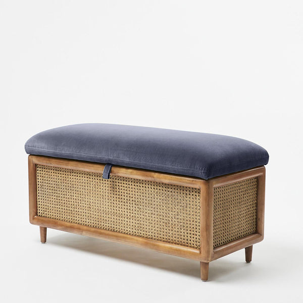 Woven Rattan Ottoman Bench