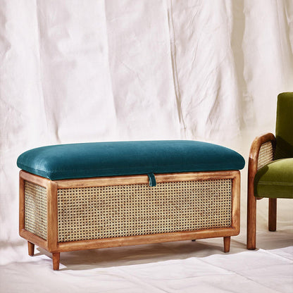 Woven Rattan Ottoman Bench