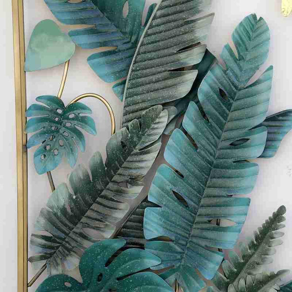 Leafy Green & Golden Frame Metal Wall ArtLeafy Green & Golden Frame Metal Wall Art